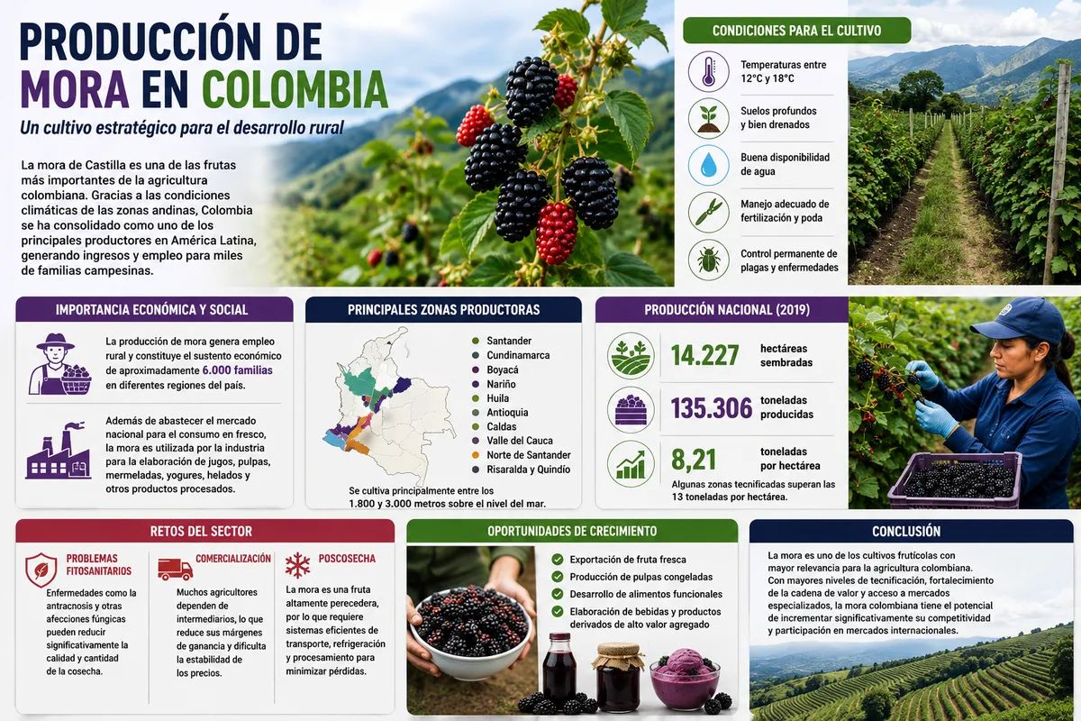 Producción de Mora en Colombia: Un Cultivo Estratégico para el Desarrollo Rural